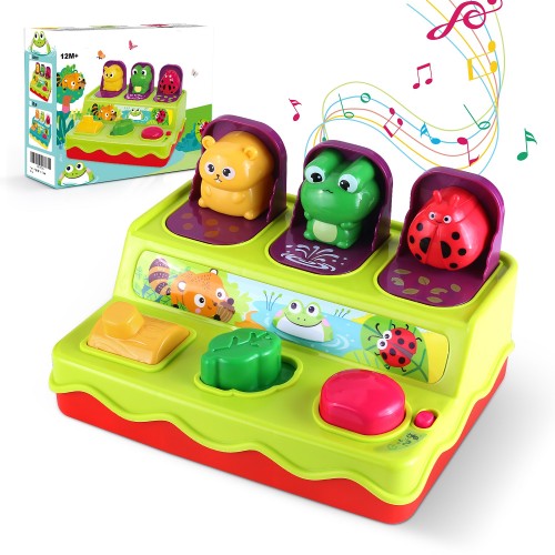 Interactive Pop Up Animals Toy for Toddlers with Music, Animal Sounds, Educational STEM Early Development