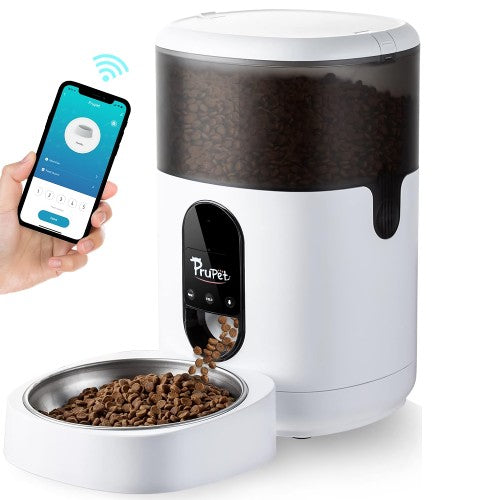 4L Automatic Pet Feeder, WiFi Pet Food Dispenser with Stainless Steel Bowl, App Control, Portion Control, Voice Recording for Pets