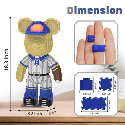 4500 PCS Bear Building Blocks, Baseball Bear Building Blocks Display Model for Kids & Adults