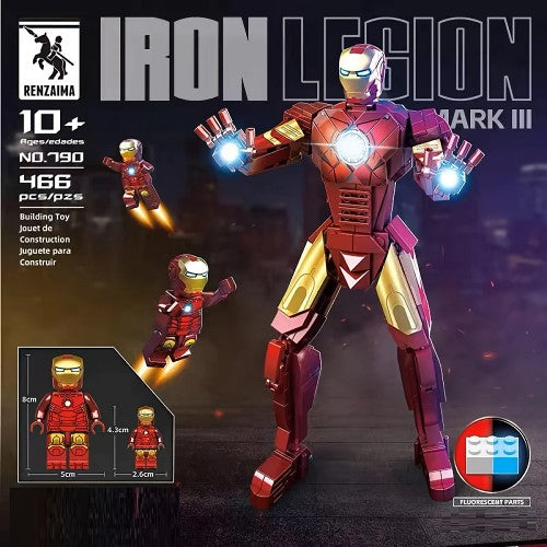 466 PCS Superhero Building Block Set, Iron Legion Mark III DIY Building Toy for Kids