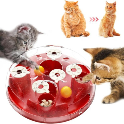 Interactive Cat Treasure Hunt Toy Food Dispenser Puzzle Feeder with Adjustable Difficulty, Non-Slip Design, Brain Stimulation Game for Indoor Cats of All Ages