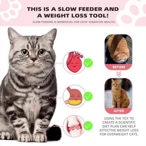 Interactive Cat Treasure Hunt Toy Food Dispenser Puzzle Feeder with Adjustable Difficulty, Non-Slip Design, Brain Stimulation Game for Indoor Cats of All Ages