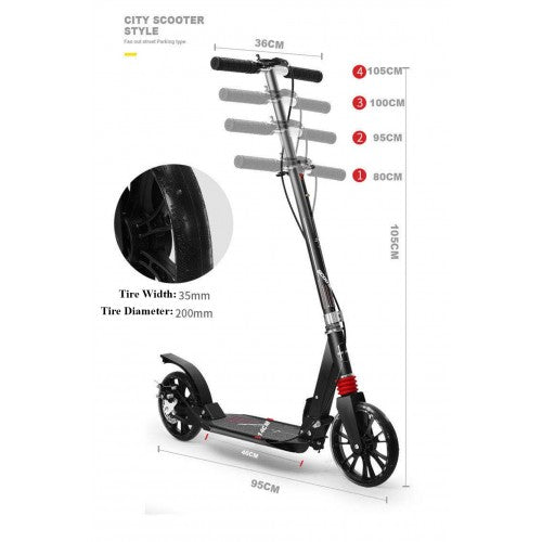 Adjustable Kick Scooter A2 – Large Size for Adults and Kids, Portable and Ultra-Lightweight