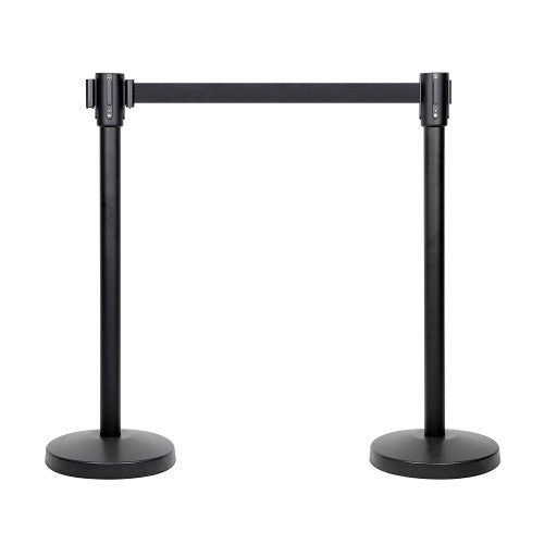 2-Pack Crowd Control Stanchion, 36" Black Stanchion with 6.5 Foot Retractable Belts for High Traffic, Events