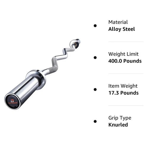奥林匹克弯举杠铃，47 英寸 EZ 弯举杠铃，400 磅重量容量举重杠铃，适用于力量训练、二头肌弯举和三头肌伸展