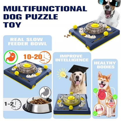 DJ Disc Player Puzzle Toy for Dogs – Interactive Smart Feeder & Slow Feeding Game, 2-Level Brain Training, Durable Pet Enrichment Toy for Small to Large Dogs