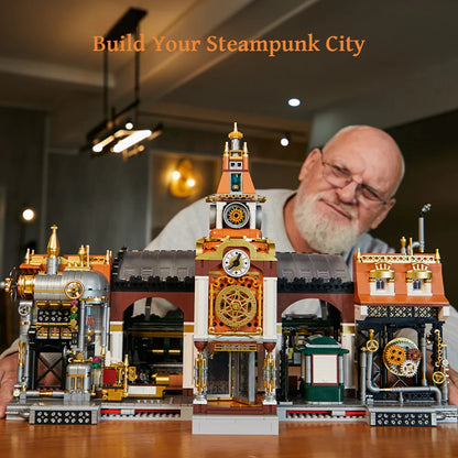 Pantasy Steampunk Series Railway Station 85007 | Collectible Building Set for Adults & Kids | Creative Architecture Display To