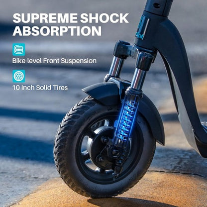 SmooSat MAX Electric Scooter, 500W Folding E-Scooter with Smart APP, 10" Tires, Front Suspension, 48 km Range, Up to 30 km/h Speed, 264 lbs Max Load