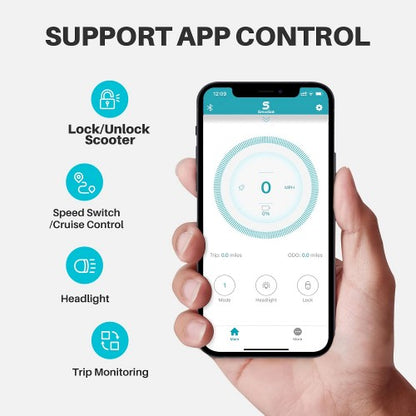 SmooSat MAX Electric Scooter, 500W Folding E-Scooter with Smart APP, 10" Tires, Front Suspension, 48 km Range, Up to 30 km/h Speed, 264 lbs Max Load