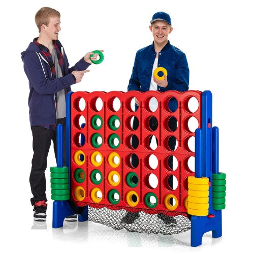 Giant Connect 4 Game Set, 4-in-a-Row Connect Game with Quick-Release Levers, Mesh Pocket for Kids, Adults, Indoor, Outdoor