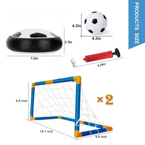 Hover Soccer Set with 2 Goals, Foam Bumper Air Ball with LED Light, Music for Kids, Indoor, Outdoor