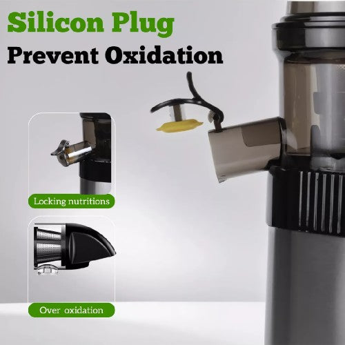 OHTE 慢速咀嚼式榨汁机，250W 不锈钢慢速冷压榨汁机，带 100 毫米大进料槽，适用于蔬菜和水果 - OHCL2023S