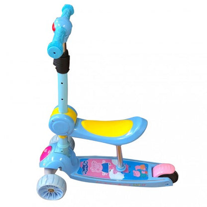 2-in-1 Kids 3-Wheel Tilt and Turn Kick Scooter with Foldable Seat, Adjustable Handle