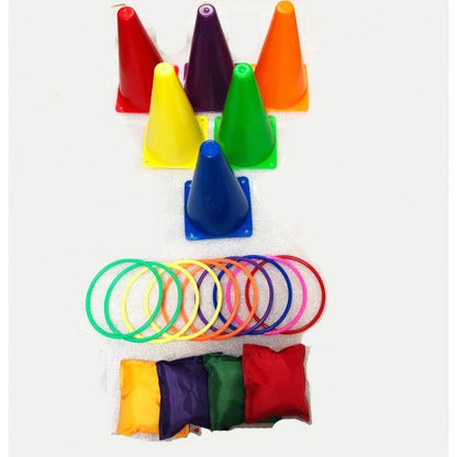 3 in 1 Party Game Set Ring Toss Bean Bag Plastic Cone