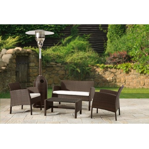 4 PCS Patio Furniture Set, Outdoor Rattan Wicker Conversation Set with Coffee Table, 2-Seater Sofa, 2 Arm Chairs for Home, Yard, Backyard