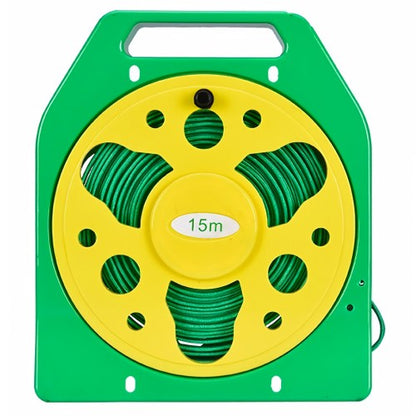 15M 便携式花园软管套件，可扩展浇水软管，带卷轴支架