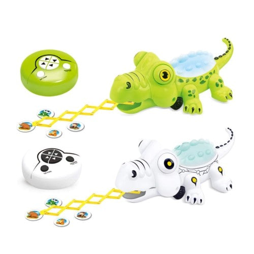 Interactive Robo Crocodile Toy, 2.4G Wireless Remote Control Crocodile Toy with LED Lights, Sound, Walking Function, Tongue Shooting