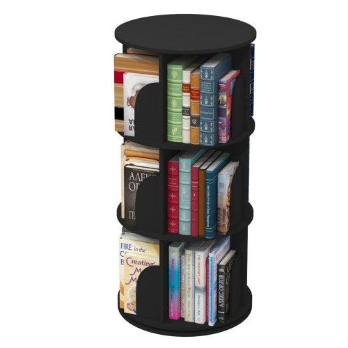 360° Rotating Stackable Shelves Bookshelf Organizer (BLACK)