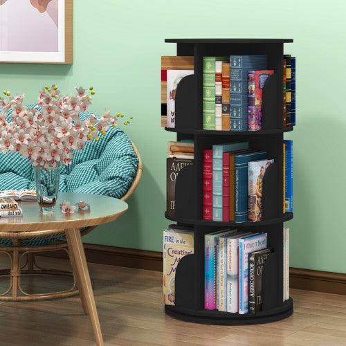 360° Rotating Stackable Shelves Bookshelf Organizer (BLACK)