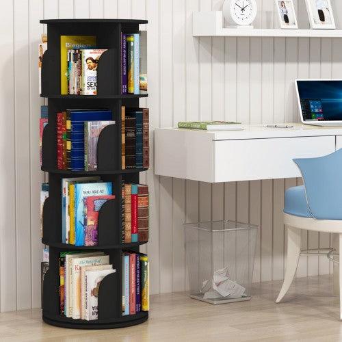 360° Rotating Stackable Shelves Bookshelf Organizer (BLACK)