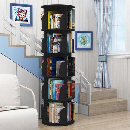 360° Rotating Stackable Shelves Bookshelf Organizer (BLACK)