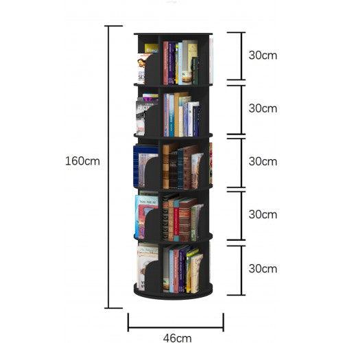 360° Rotating Stackable Shelves Bookshelf Organizer (BLACK)