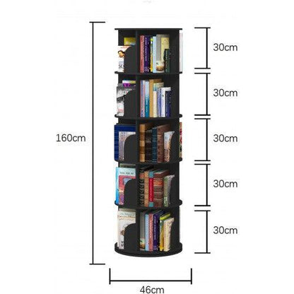 360° Rotating Stackable Shelves Bookshelf Organizer (BLACK)