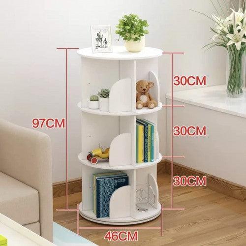 360° Rotating Stackable Bookshelf Organizer (WHITE)