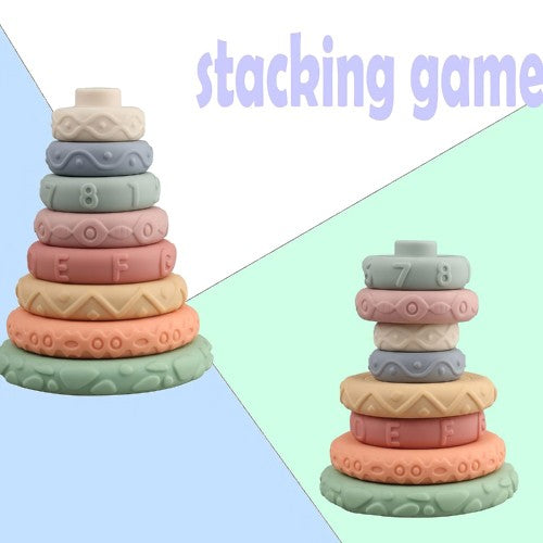 8 PCS Stacking Rings, Soft Sensory Educational Baby Blocks for Developmental Learning, Teething for Babies 6 Months and Up