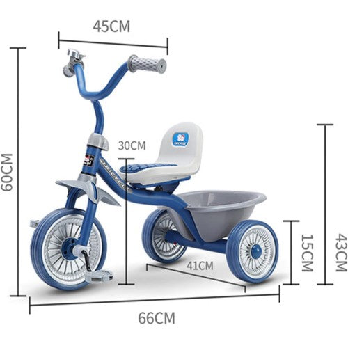 Kids Tricycle, Learning Balance Tricycle with Steel Frame, Adjustable Seat, Storage Bin, Silent Tires for Kids