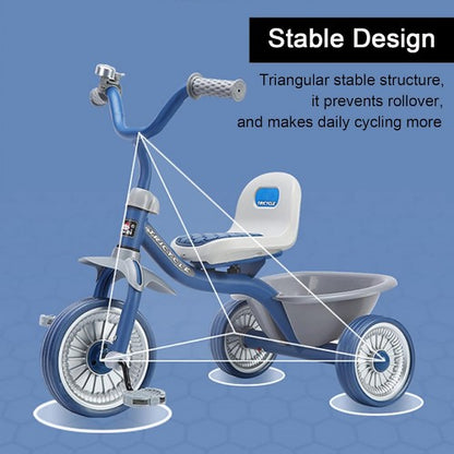 Kids Tricycle, Learning Balance Tricycle with Steel Frame, Adjustable Seat, Storage Bin, Silent Tires for Kids