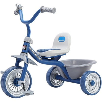 Kids Tricycle, Learning Balance Tricycle with Steel Frame, Adjustable Seat, Storage Bin, Silent Tires for Kids