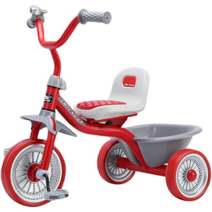 Kids Tricycle, Learning Balance Tricycle with Steel Frame, Adjustable Seat, Storage Bin, Silent Tires for Kids