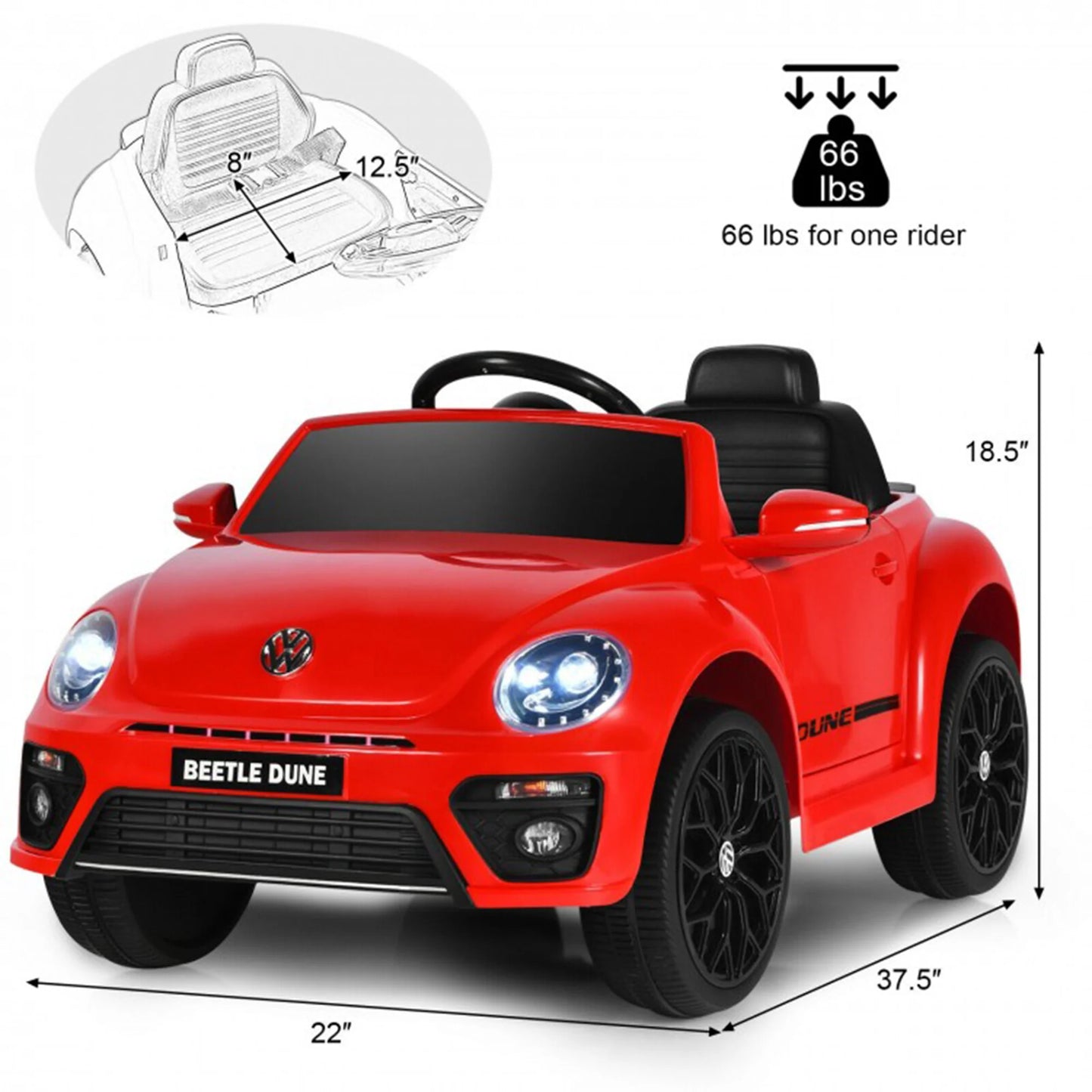 6V Volkswagen Beetle Kids Ride On Car