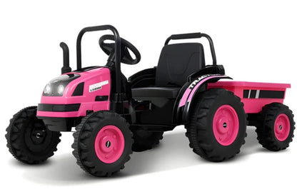 2025 HL338 6V Kids Electric Ride On Tractor with Detachable Wagon Pink