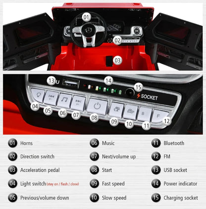 Licensed Mercedes Benz AMG G63 G Wagon S307 24V DELUXE Two Seater Kids Ride On Car Red