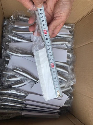 Bulk knives measured with tape - blade length measurement, warehouse quality check, consistent sizing