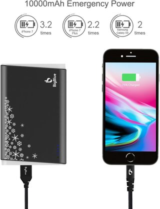 可充电暖手器三合一，10000mAh 电池充电器带应急灯，便携式可重复使用暖手器，双面加热器，适用于狩猎、高尔夫、滑雪、露营、男女礼物