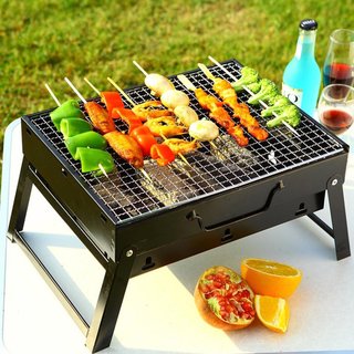 Portable BBQ Charcoal Grill No Assembly Required Outdoor Square Camping Cooker Fire Pit with Stainless Steel Spark Screen Cover (20’’x 14.2’’x 7.9’’)