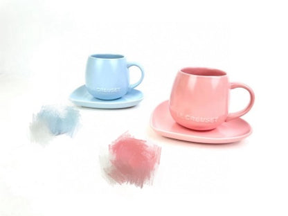 Le Creuset Elegant Macaron Coffee Cup Set (2-Piece Set: Cup + Heart-Shaped Saucer)