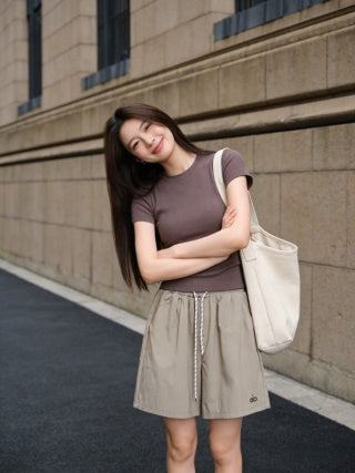 Alo shorts yellow with grey top