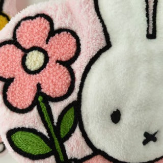 Pink Flower Miffy and Blue Cloud Miffy hanging together - lifestyle bathroom display
