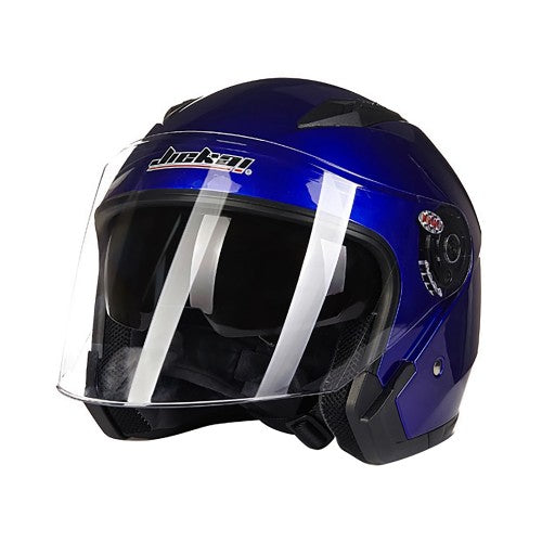 JIEKAI Motorcycle Helmet with Dual Lens Visor, Lightweight and Breathable (Blue)