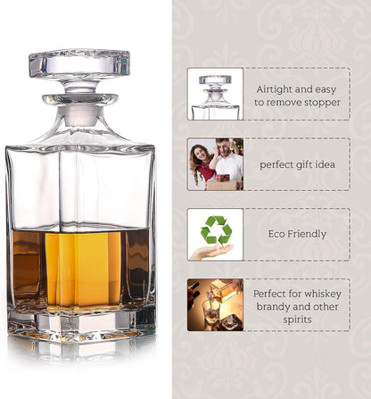 Glass Decanter with Airtight Geometric Stopper (750ml)