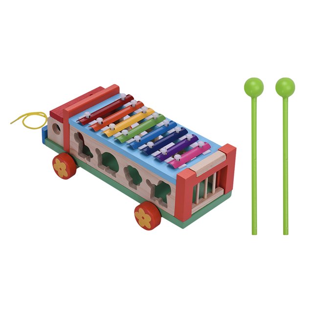 2-in-1 Wooden Xylophone Car & Animal Shape Sorter