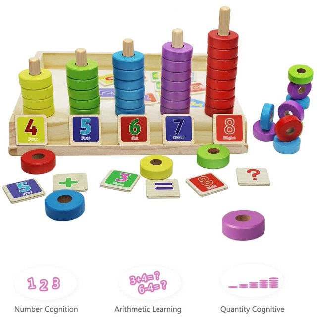 Montessori Wooden Number Puzzle & Stacking Set