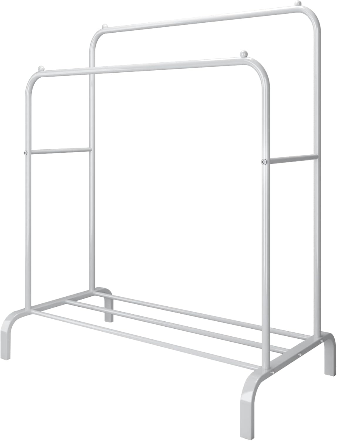 Durable Steel Clothing Rack with Double Rods, Bottom Storage Shelf, and Side Rails