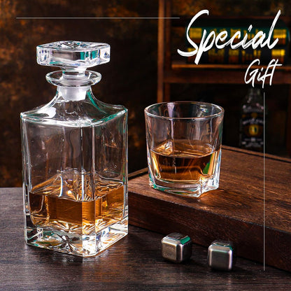 Glass Decanter with Airtight Geometric Stopper (750ml)