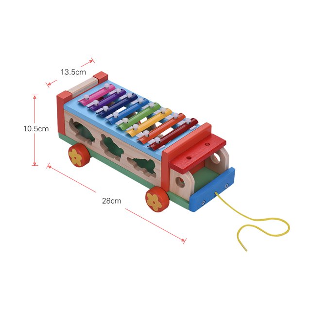 2-in-1 Wooden Xylophone Car & Animal Shape Sorter