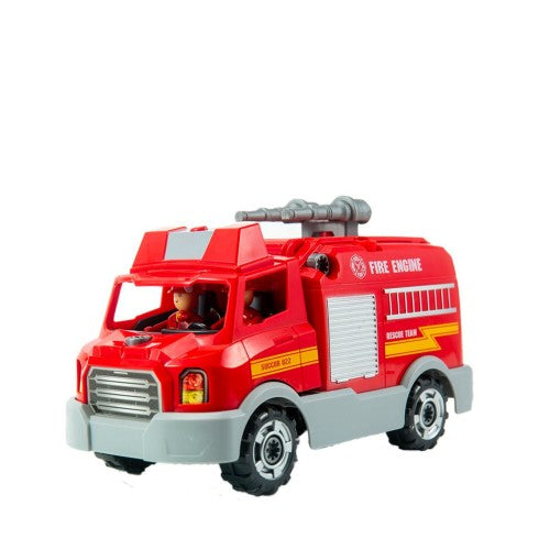 Take Apart Rescume Team Firetruck Playset – Build Your Own Fire Truck Toy with Lights & Sounds